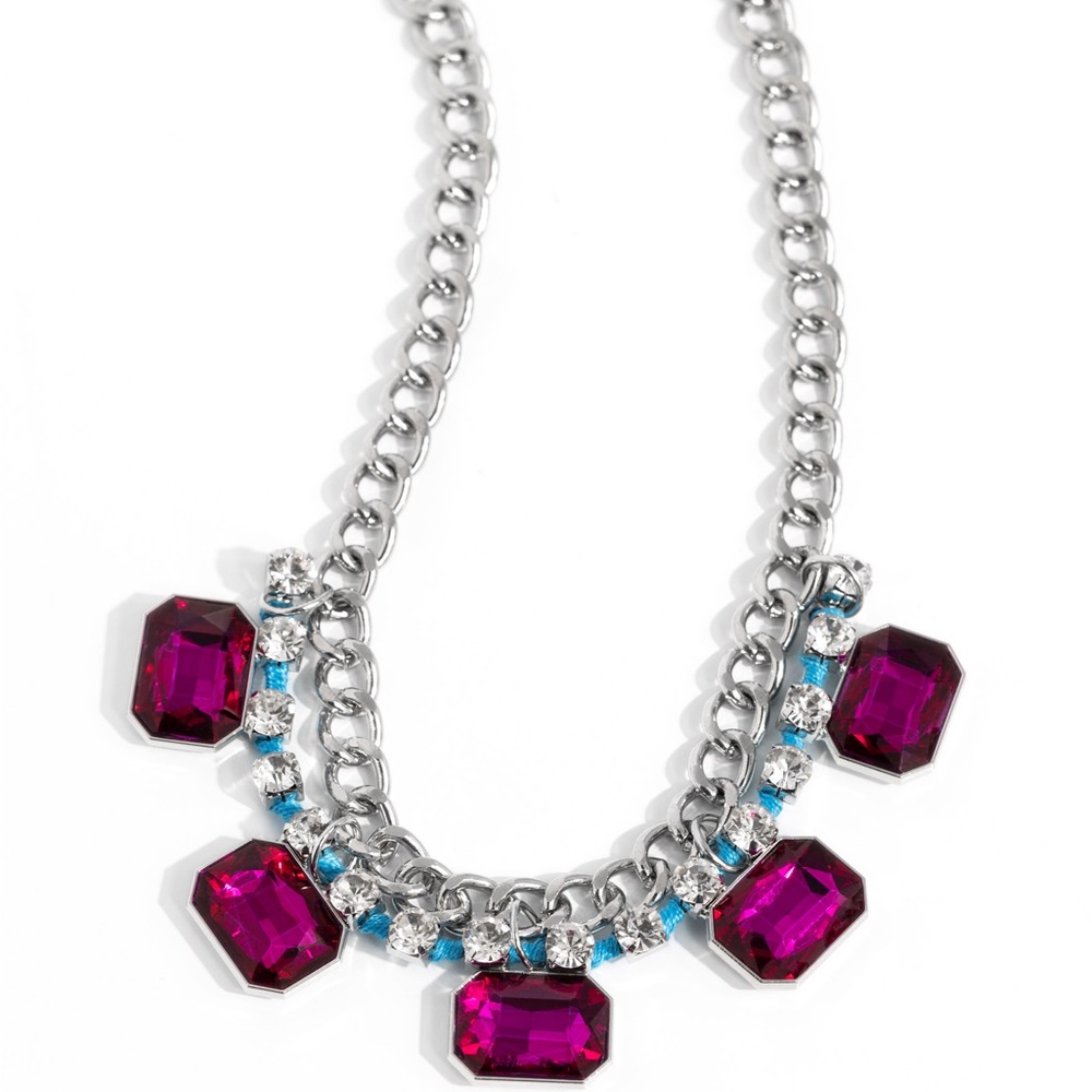 NWT Pink & Blue Necklace & Earrings Set - Picture 2 of 3